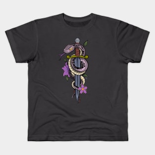 Snake and Dagger Tattoo Flash Kids T-Shirt